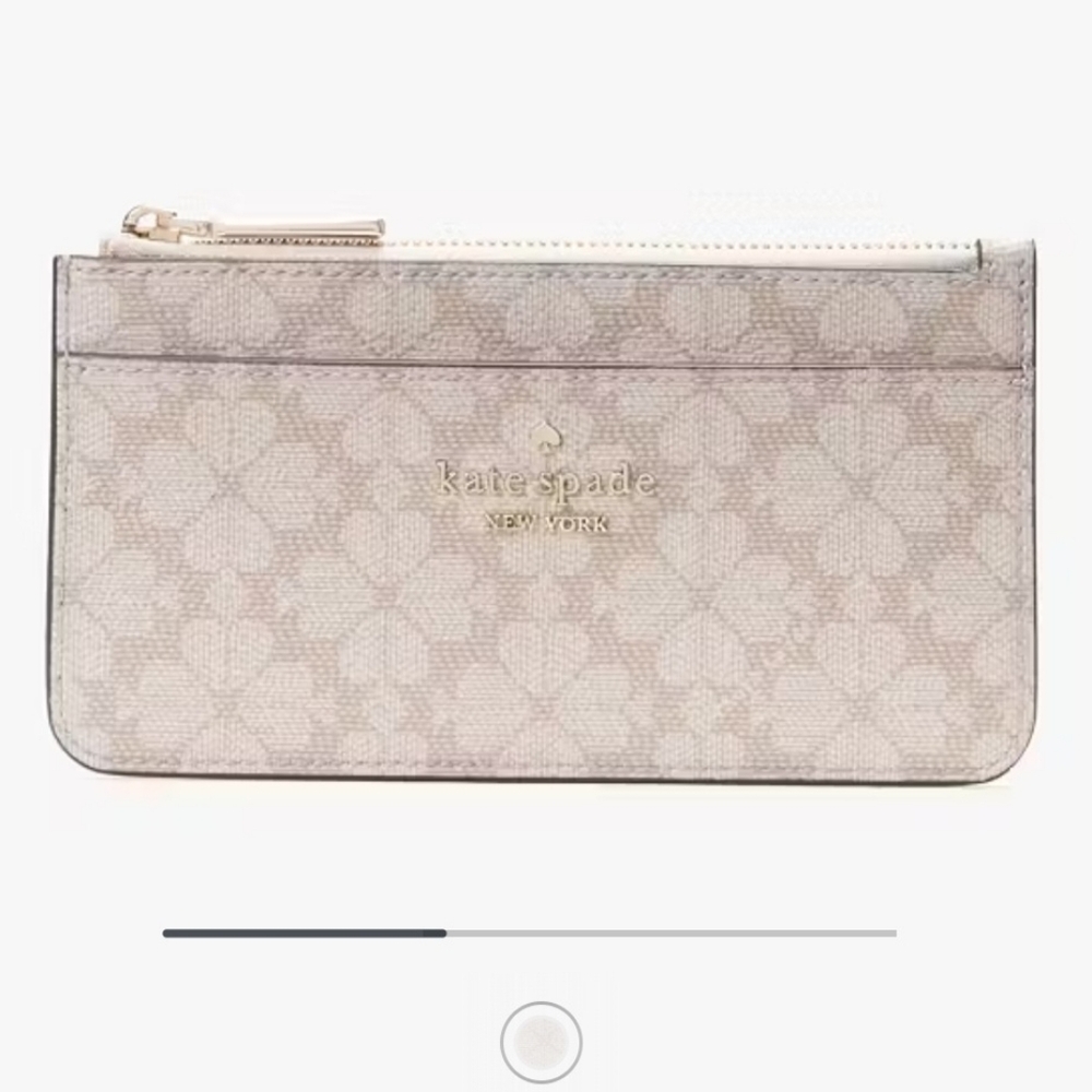 Spade Flower Large Slim Card Holder- Dark Beige Multi